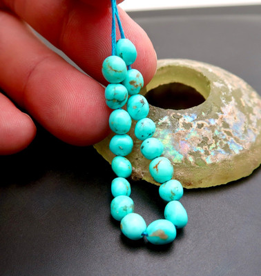 RARE AAAAA AZ SLEEPING BEAUTY ROBIN'S EGG BLUE TURQUOISE W/ MATRIX NUGGET BEADS