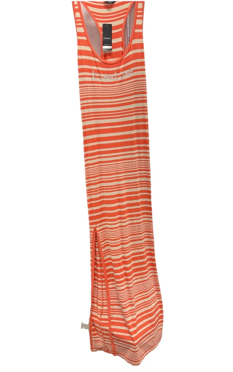 knee length dresses for ladies Crochet Stripe Halter A-Line Maxi Dress  bebe