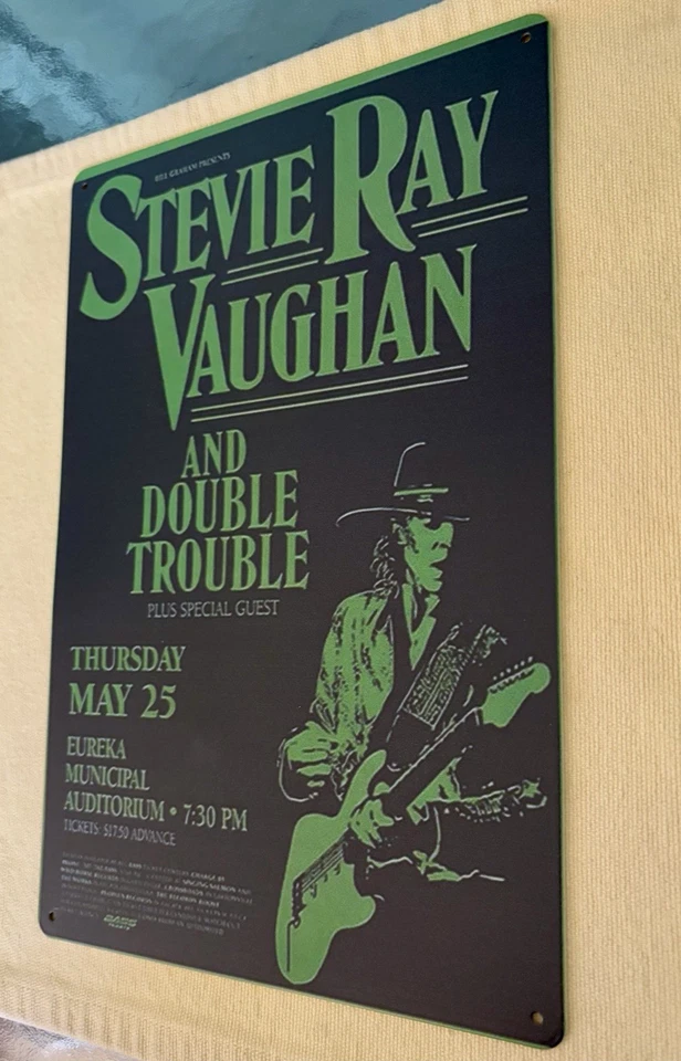 New Metal Reproduction Of A Vintage Stevie Ray Vaughn Concert Poster Wall Art - Image 3 of 4