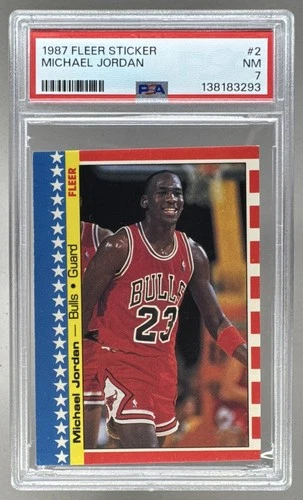 138183293 Michael Jordan 1987 Fleer #2 Stickers PSA 7