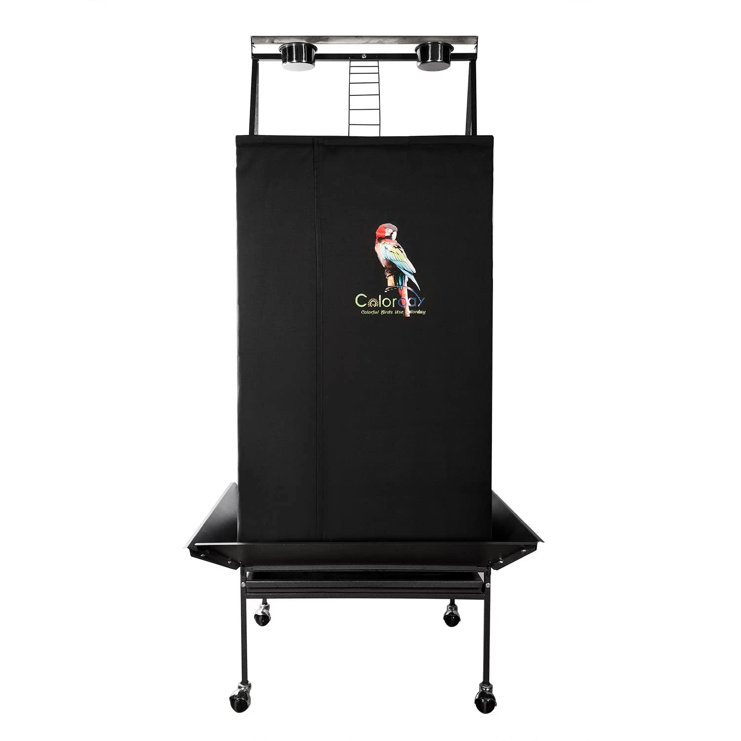 Large Bird Cage Cover with Play Top, Black 68" - Good Night Bird Cage Cover