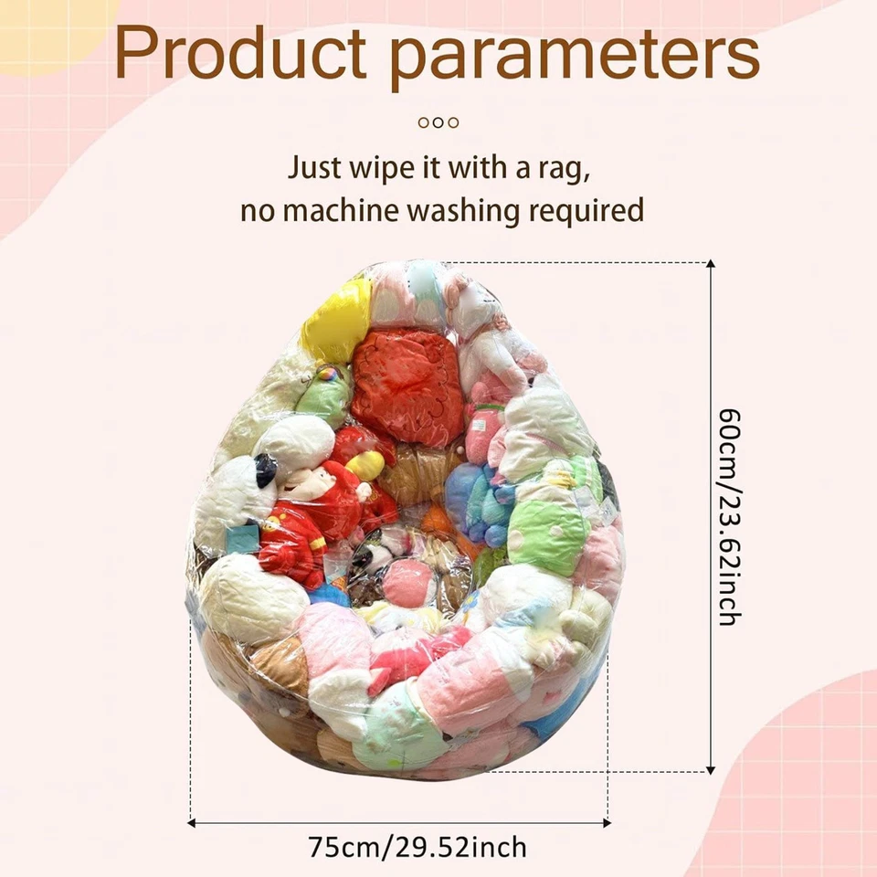 Bolsa de frijoles de peluche transparente cubierta de silla tumbona perezosa juego silla cubierta bolsas Foto 2 de 4