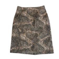Briggs Animal Print Skirt 32” Waist Knee Length Brown Black Stretch 25” L