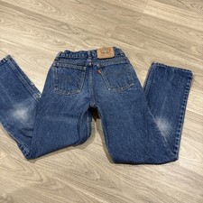 Vtg 80s Boys Orange Tab Levi's Slim 405-0218 Size 14 Slim Distressed