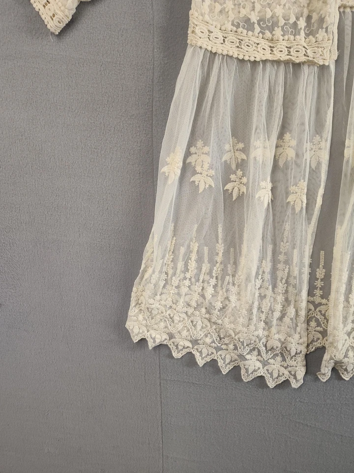 Xhilaration Kimono Mujer XL Encaje Transparente Bordado Largo Boho Plumero Cárdigan Foto 4 de 4