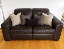 Natuzzi Brown Leather 2-Seater Sofa - Check Description for Measurements