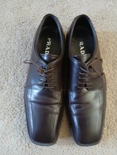 PRADA MENS BROWN LEATHER LACE UP SHOES US 9 UK 8.5 (1-1562) MADE IN ITALY