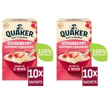 Quaker Strawberry Raspberry & Cranberry Flavoured Porridge 10 Sachets PACK OF 2