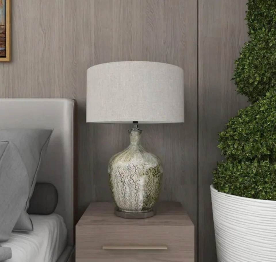 27 in. Silver Glass Task and Reading Table Lamp with Faux Mercury Glass Finish - Image 2 of 4