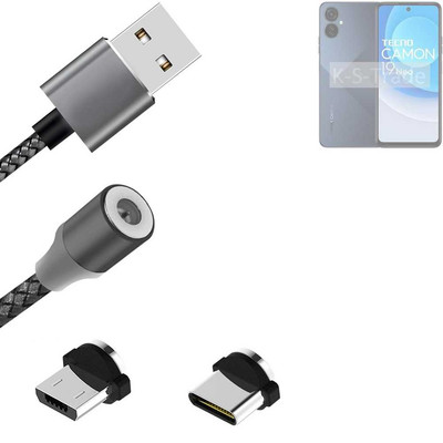 Daten-Lade-Kabel für Tecno Camon 19 Neo mit USB-Typ C und Micro-USB-Adapter