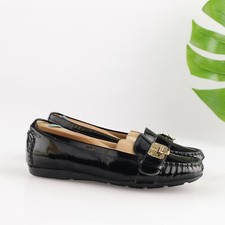 Cole Haan Womens Tali Loafer Size 7 Black Patent Moc Slip On Flat Shoe Lock