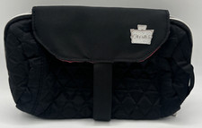 CABOODLES Makeup Travel Case Cosmetics Bag Black Quilted Pink Lining EUC