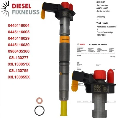 Injecteur Bosch 0445116030 03L130277 VW Audi Seat Skoda 2,0 Tdi 0986435360 - Photo 1/4
