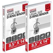 Office Werks Heavy Duty 2-Pack Legal Size View Binder - 14" x 8.5" White 1 In...