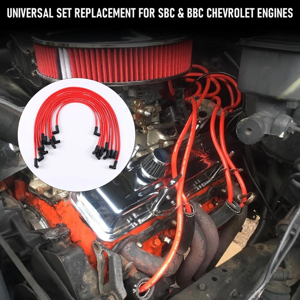 10.5MM Electronic Ignition HEI Spark Plug Wire Set Fit Chevy SBC BBC 454 383 350 - Image 3 of 4