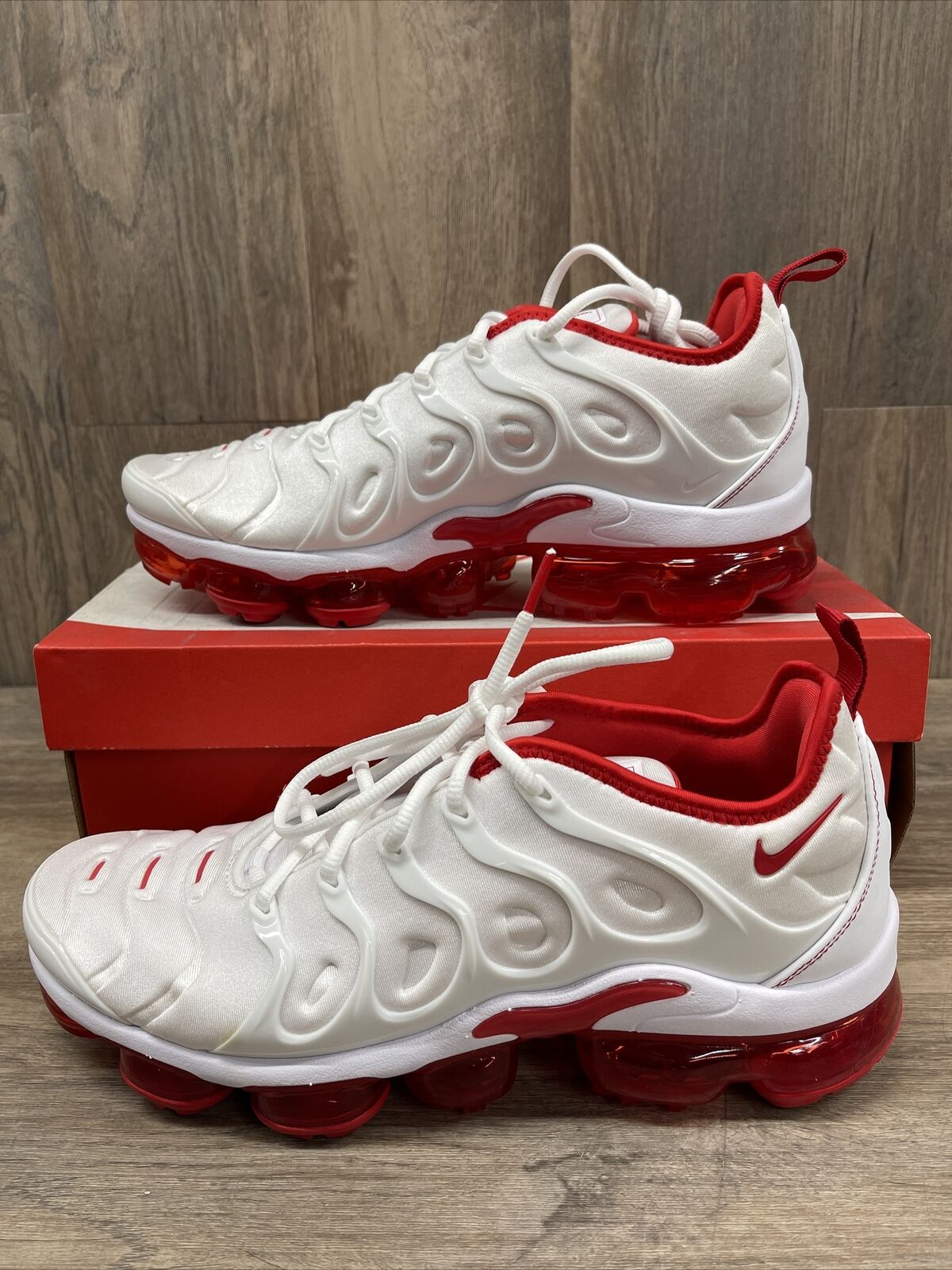 varsity red and white vapormax