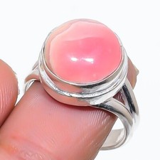 Natural Rhodochrosite Gemstone 925 Sterling Silver Jewelry Ring Size 6.5 US 