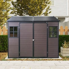 8X6ft Resin Outdoor Waterproof Storage Tool Shed with Floor for Outdoor Backyard