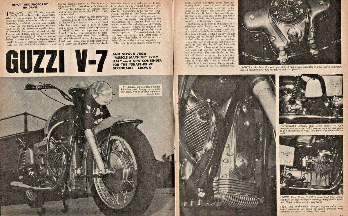 1968 Moto Guzzi V-7 - 3-Page Vintage Motorcycle Road Test Article