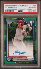 Eduardo Tait 2024 Bowman Chrome Sapphire 1st Bowman Green Auto /99 PSA 10