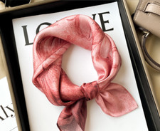 100 Silk Mulberry Scarf 53X53cm Women Square Bandana Wrap Oil painting daisy