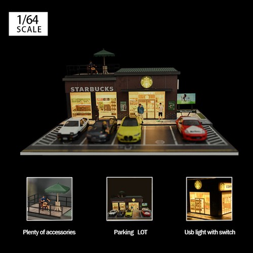 NW 1/64 Diorama Parking Lot Model LED Diecast Car Garage Scene Display Case Gift - Picture 43 of 87