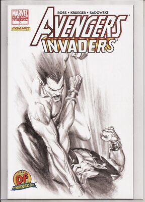 AVENGERS / INVADERS #3 - DF EXCLUSIVE - ALEX ROSS SKETCH VARIANT - W/COA - 2008