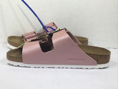 Birkenstock Women Size 7 Narrow Arizona Metallic Rose Birko-Flor