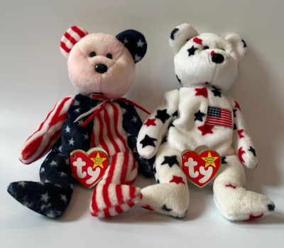 Ty Patriotic USA Beanie Babies includes RARE ''Glory & Spangle'', Tag errors