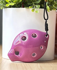 Soprano G 6 Hole Purple Pendant Ceramic Ocarina - Easy to learn  Great Gift 