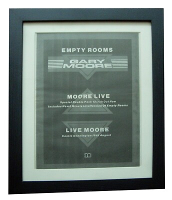 GARY MOORE+EMPTY ROOMS+POSTER+AD+RARE ORIGINAL 1984+FRAMED+EXPRESS WORLD SHIP