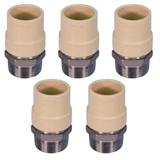 Midline Valve Male x CPVC Adapter Transition Pipe Fitting; Stainless Steel (5PK)
