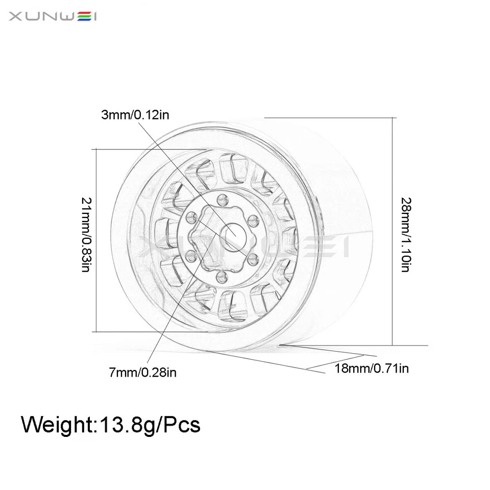 1.0inch Beadlock Wheel Rim Tires Tyre for RC 1/24 FCX24 Axial SCX24 1/18 TRX4M - Image 2 of 4