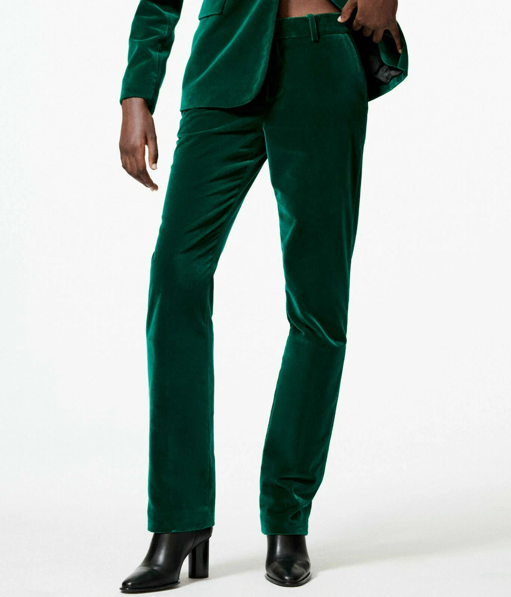 PANTALON FEMME ZARA NEUF TAILLE HAUTE DROIT VELOURS PANTALON VERT XS XXL 8313 51