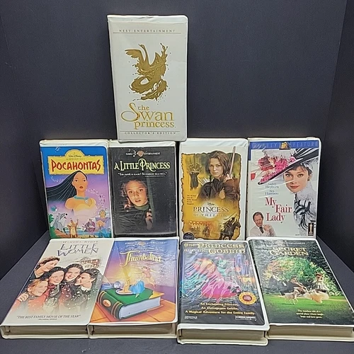 Lot Of 9 Vintage Disney WB Fox VHS Clamshell Movies Young Princess Family Time