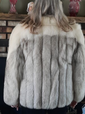 リアルファー　fur used Beautiful Real Fur Blue Silver Fox Jacket Alderman Freeman Furs