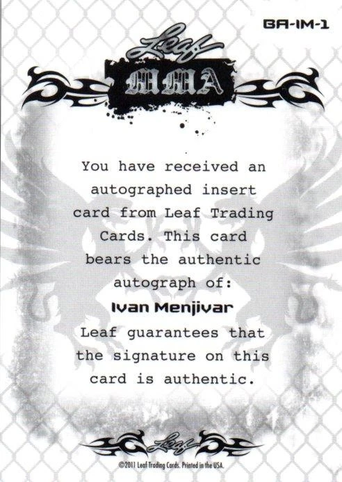 2011 Leaf Mma Metal Ivan Menjivar Autograph - Image 2 of 2