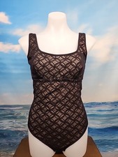 Nwt SHAPELLX Lace Black Floral Bodysuit for Women Tummy Control Size Large