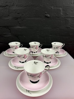 Royal Windsor Bone China Rosa Rosen Tee Trios Tassen Untertassen Teller 6er Set