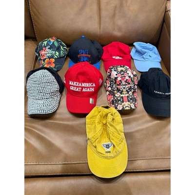 9 Hat Lot Polo Ralph Lauren Tommy Hilfiger UH Space Jam Used Caps