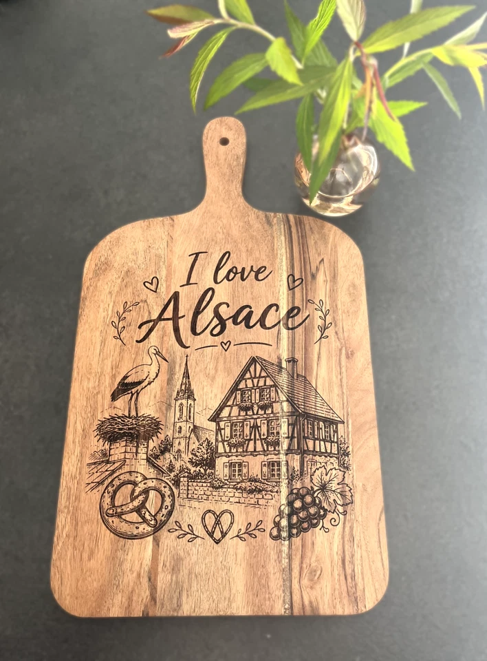 Planche bois "I love alsace" décoration cuisine planche apéritif - Photo 1/1