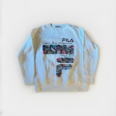 Vintage Virginia Slims FILA Crewneck Sweater Medium White 90 s Made In USA