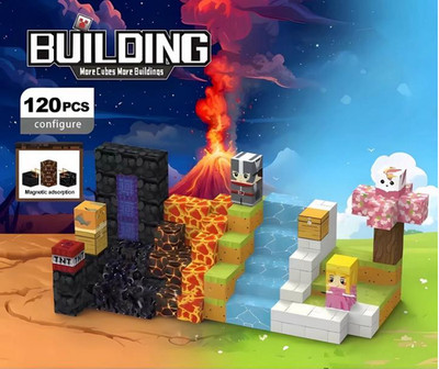 120Pcs Magnetic Minecraft Style Building Blocks Kids DIY Construction Toy