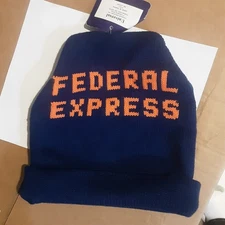 VINTAGE FEDEX FEDERAL EXPRESS DELIVERY SERVICES DOUBLE SIDED WINTER HAT