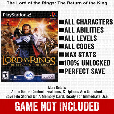 Lord of the Rings The Return of the King 100% PS2 Memory Card All CHEATS ITEMS
