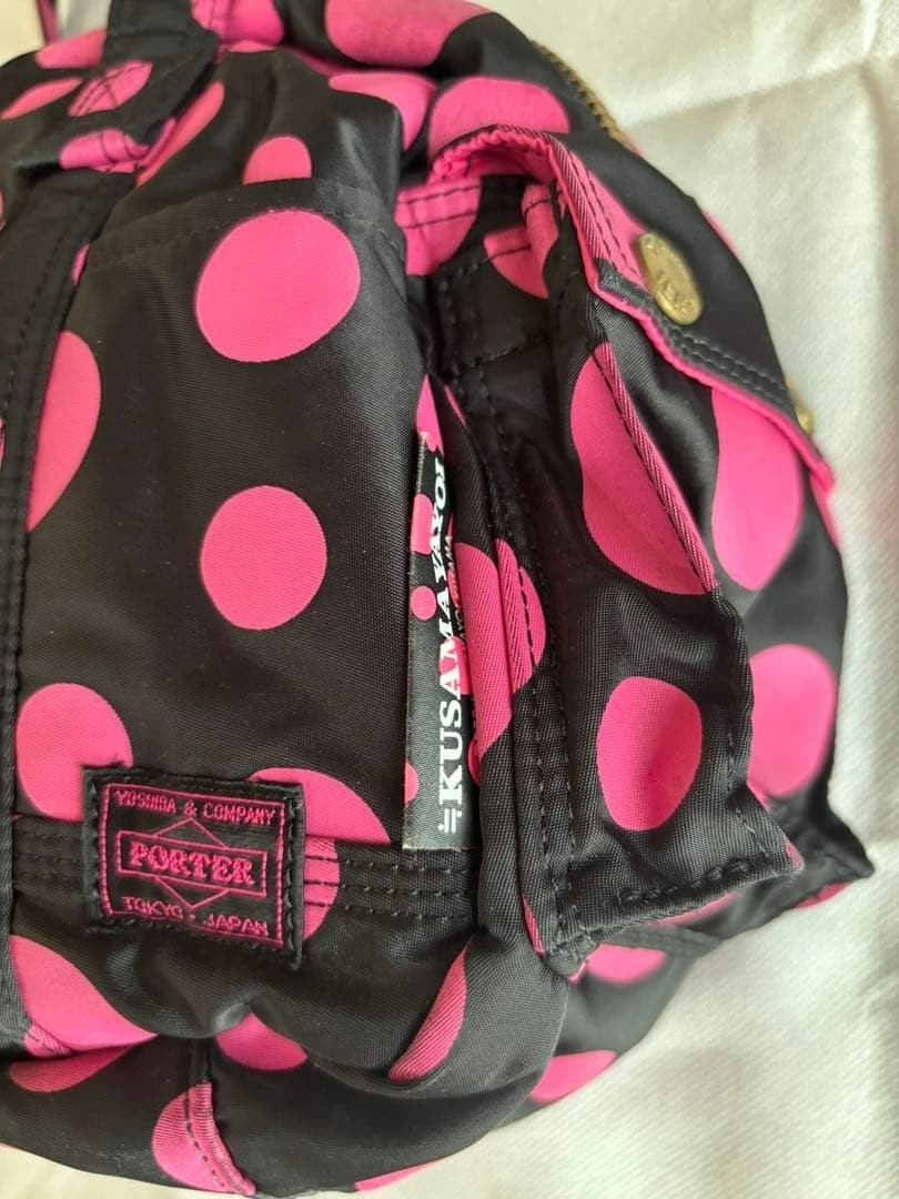 【PORTER ボストンバッグ】 Xgirl ×Yayoi Kusama PORTER x-girl Yayoi Kusama collaboration dot Boston bag Black Pink