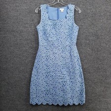 J.Crew Womens 2 Blue Floral Scalloped Neck Scallop Hem Fit & Flare Mini Dress