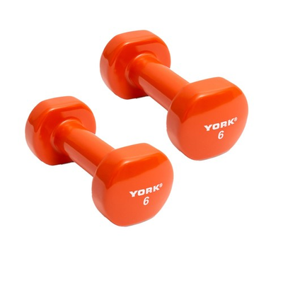 #ad York Barbell Vinyl Coated Fitbell Dumbbell 6LB Pack2 Durable Anti Roll Anti Slip $59.99