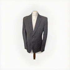 Mulberry Grey Striped Jacket Size 40 Regular Tailored Blazer Wool Cotton Mix