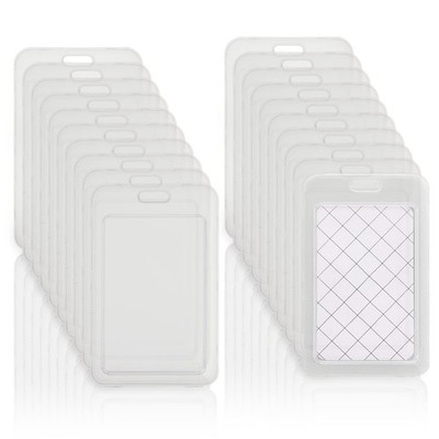 20Pcs Clear Vertical Name Tag Badge Id Card Holders Heavy Duty Transparent Ba...
